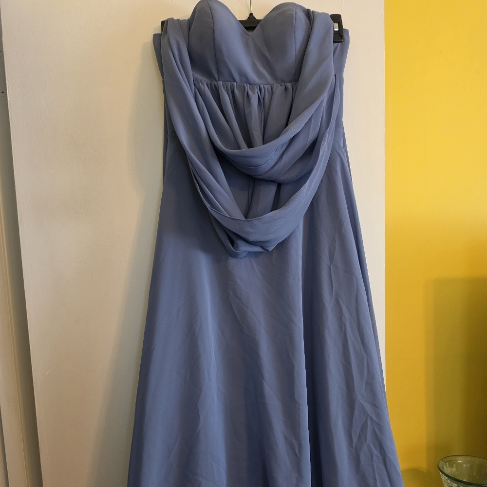 Light Blue Chiffon Draped Midi Dress
